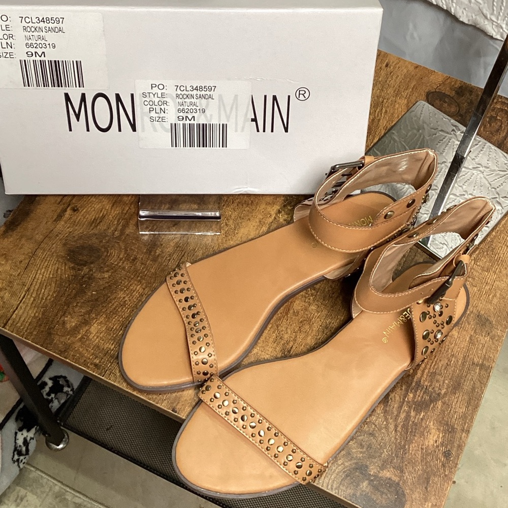 Tan Studded Women's Sandals